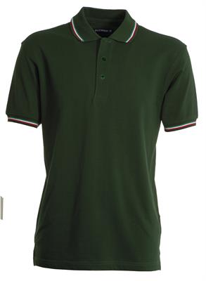 Polo Italia m/c c/tricolore col.verde foresta