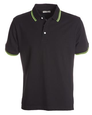 Polo SKIPPER m/c 100%cot.nero/giallo neo