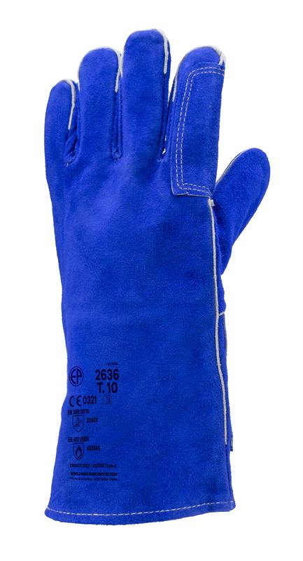 Guanti crosta saldatore col.blu 15cm tg.10