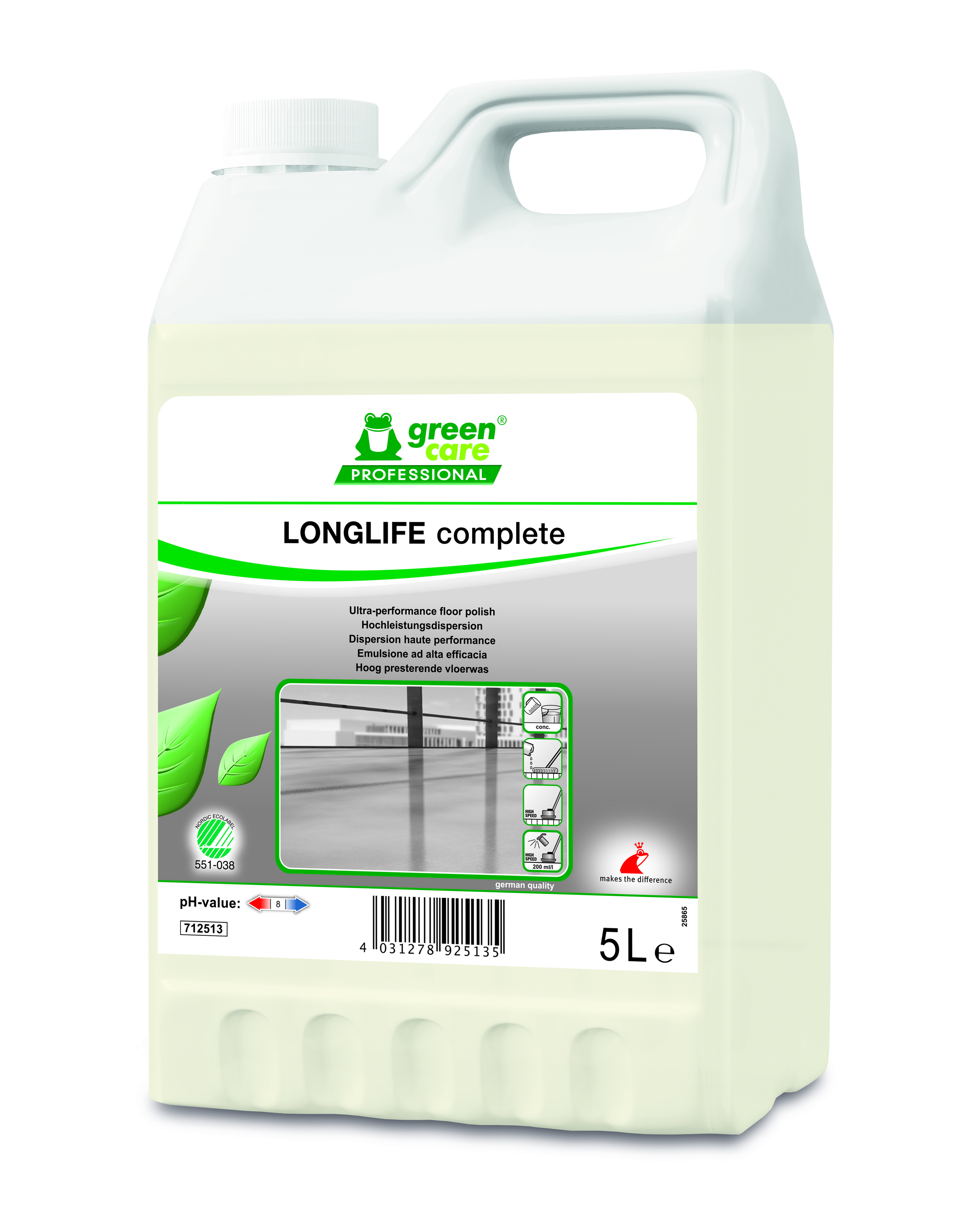 Green Care Longlife Complete cera pavimenti 5lt.