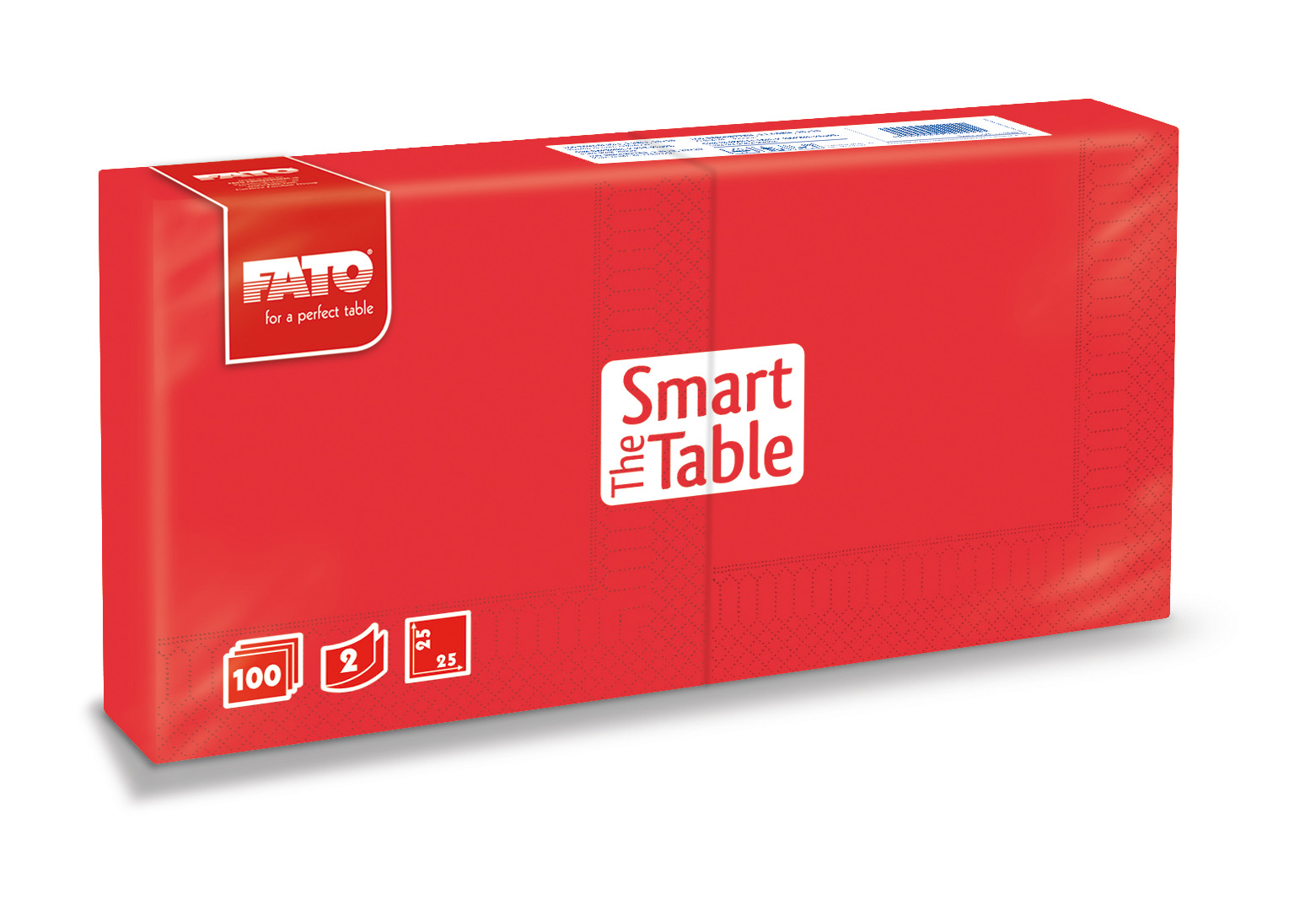 Tovaglioli 25x25 2v rosso 100pz