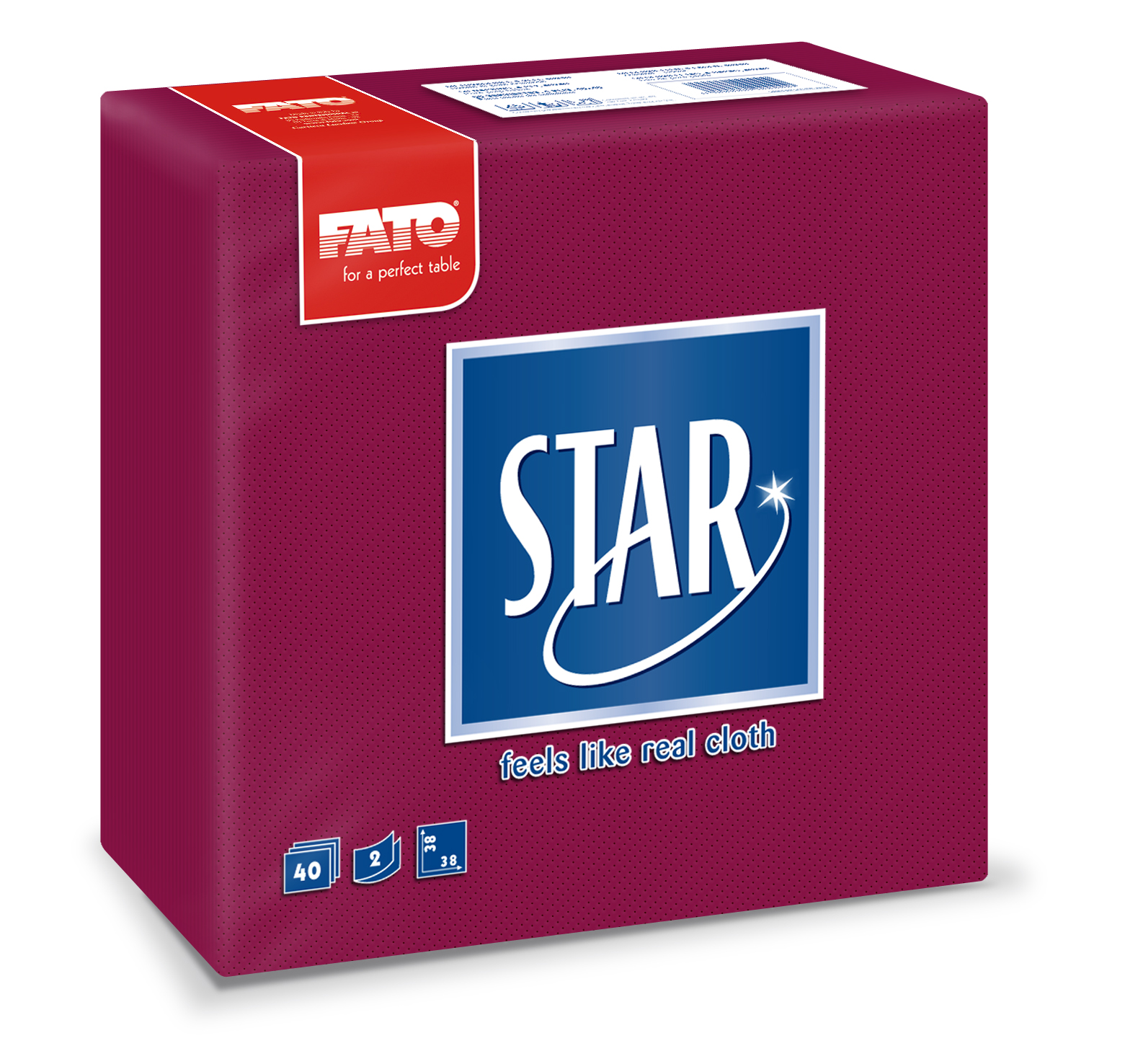 Tovaglioli Star 38x38 2v bordeaux 40pz