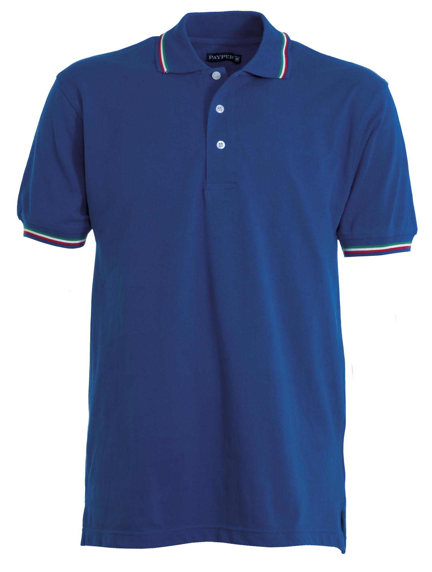 Polo Italia m/c c/tricolore col.blu royal