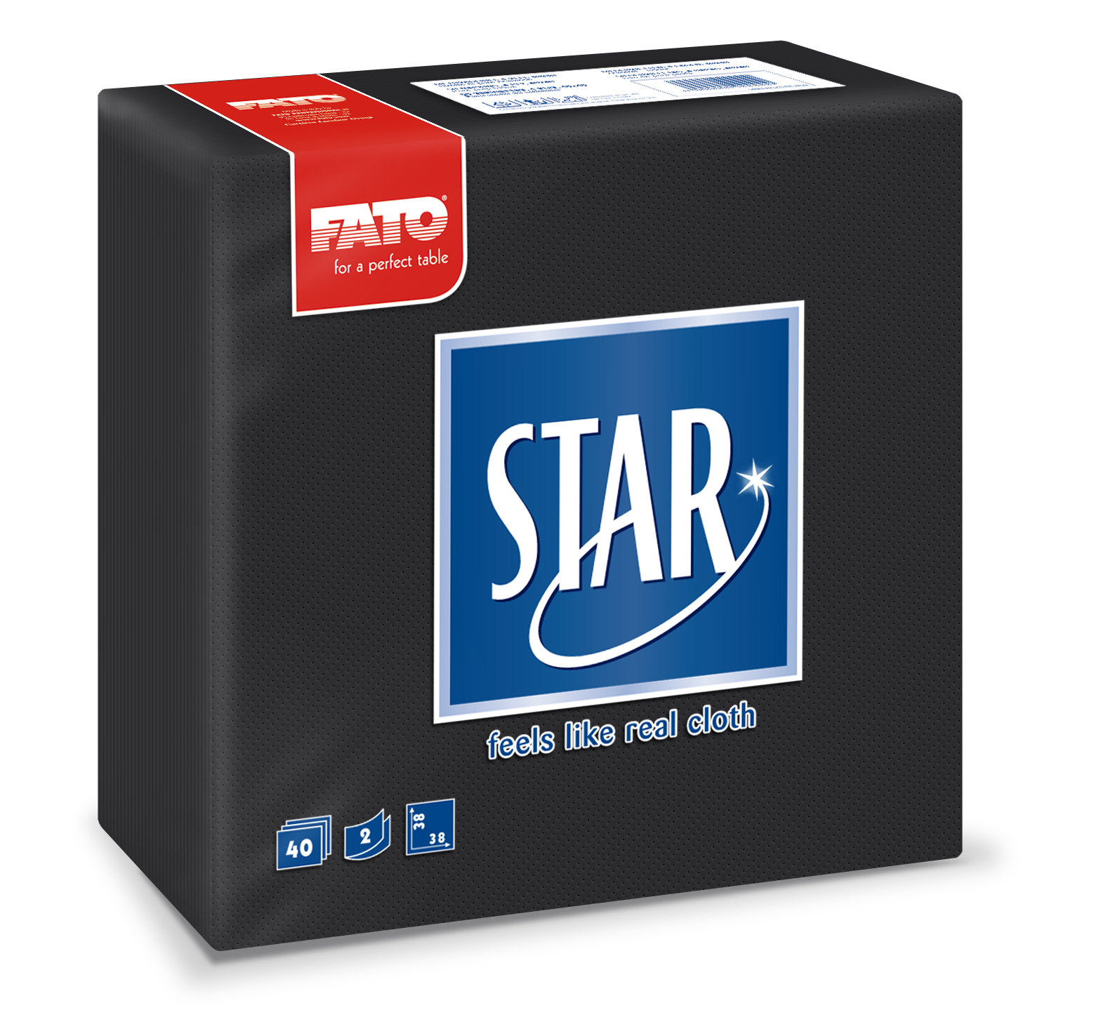 Tovaglioli Star 38x38 2v nero 40pz